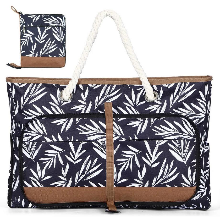 Große Strandtasche mit Reißverschluss, vielseitiger Shopper Badetasche Saunatasche Reisetasche Einkaufstasche