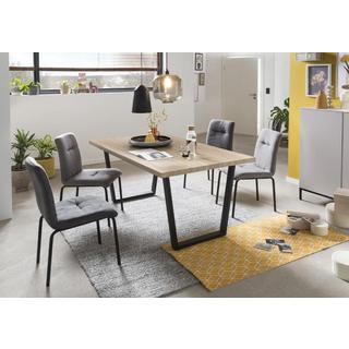 mutoni Table à manger décor chêne Sonoma, châssis skid 160x90  