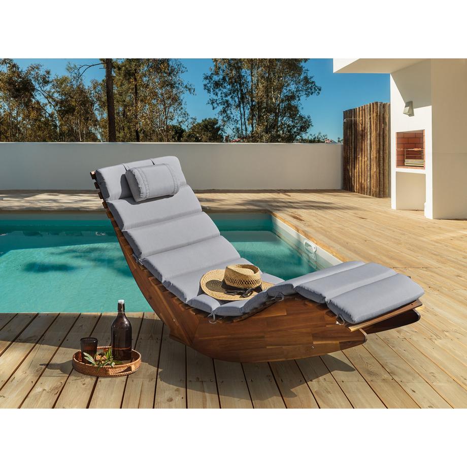 Beliani Sonnenliege mit Kissen aus Akazienholz  BRESCIA PREMIUM  