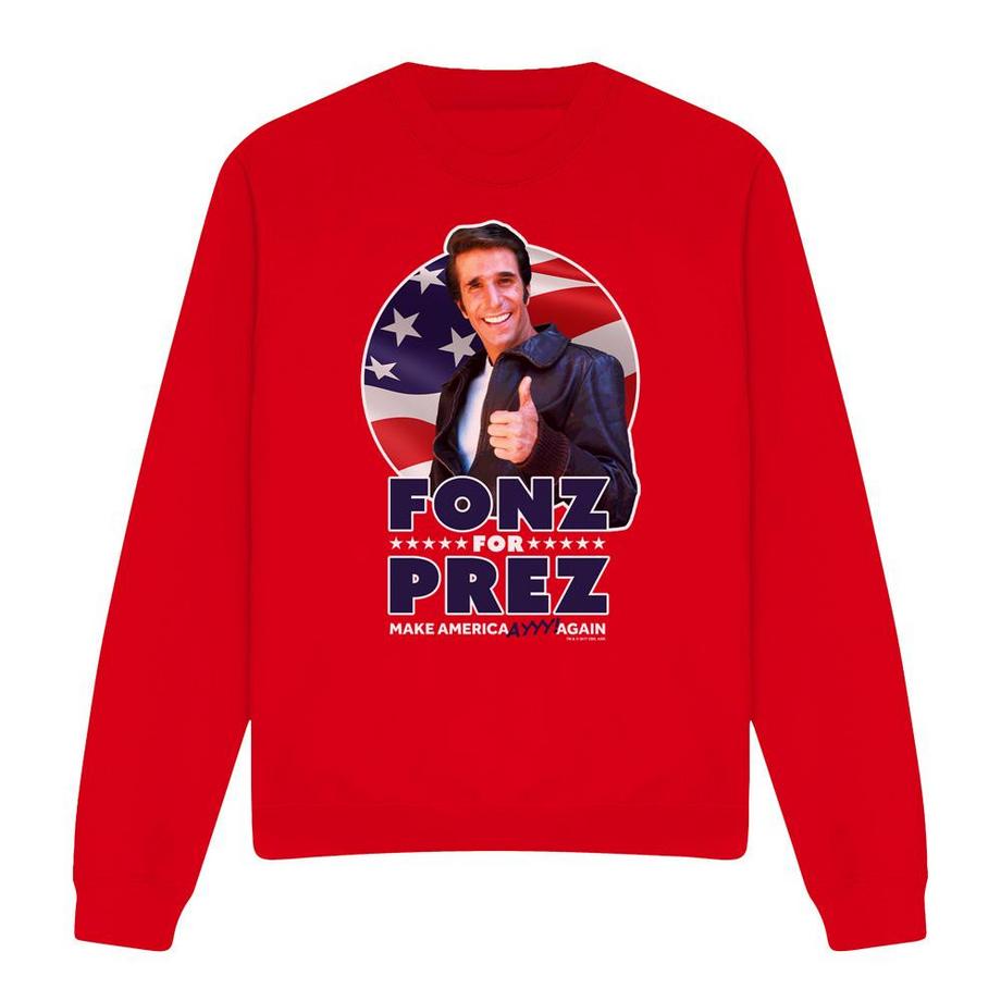 Happy Days Fonz for Prez Imprimé Sweatshirt Coupe Régulière  