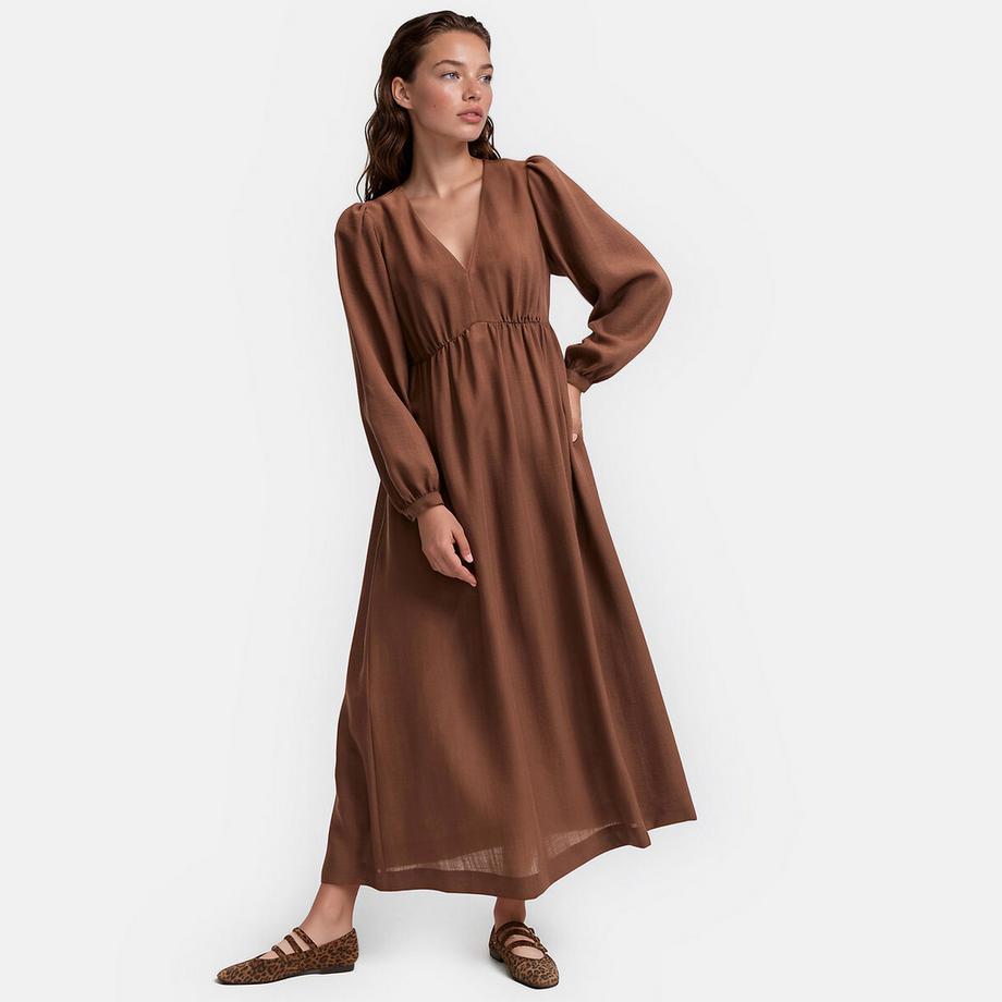 La Redoute Collections Langes Kleid mit V-Ausschnitt und langen Ärmeln  