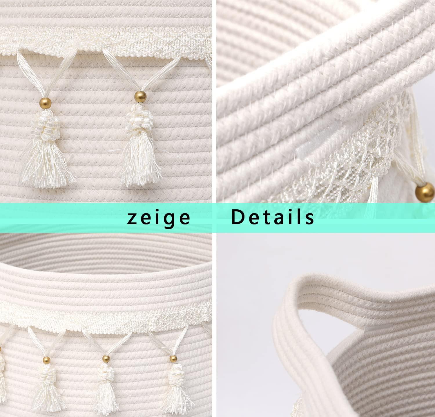 Alopini Großer Korb aus Baumwollseil, geflochtener Aufbewahrungskorb für Spielzeug, Wäsche und Deckenhalter  