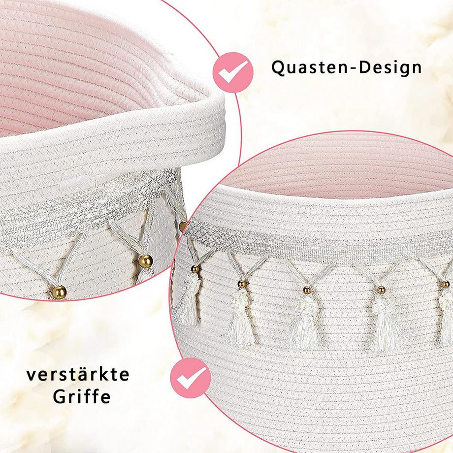 Alopini Grand panier en corde de coton, panier de rangement tissé pour les jouets, la lessive et les couvertures.  