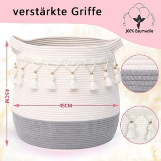 Alopini Großer Korb aus Baumwollseil, geflochtener Aufbewahrungskorb für Spielzeug, Wäsche und Deckenhalter  