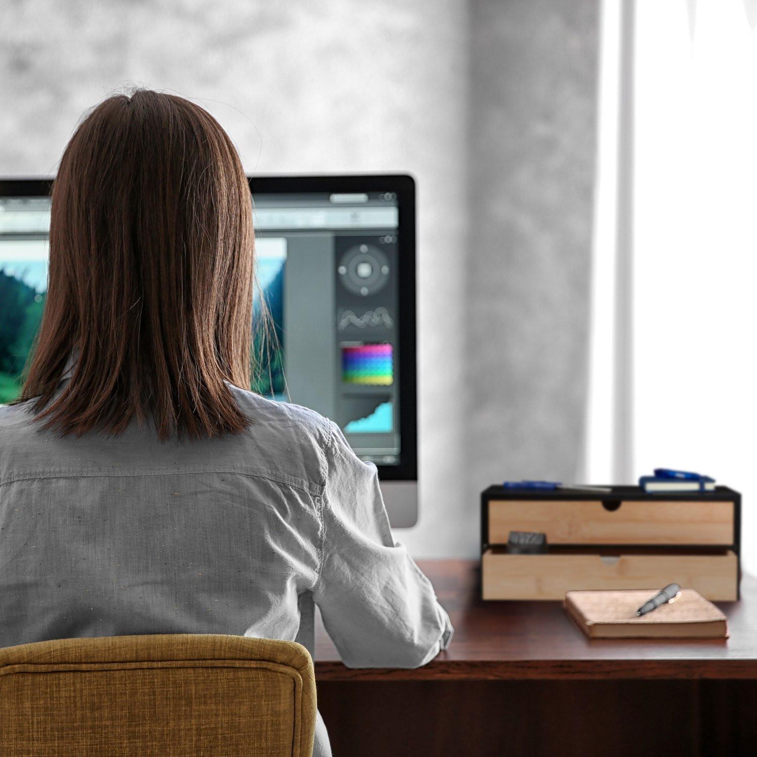 Northix Cassettiera in bambù e MDF 2 scomparti  