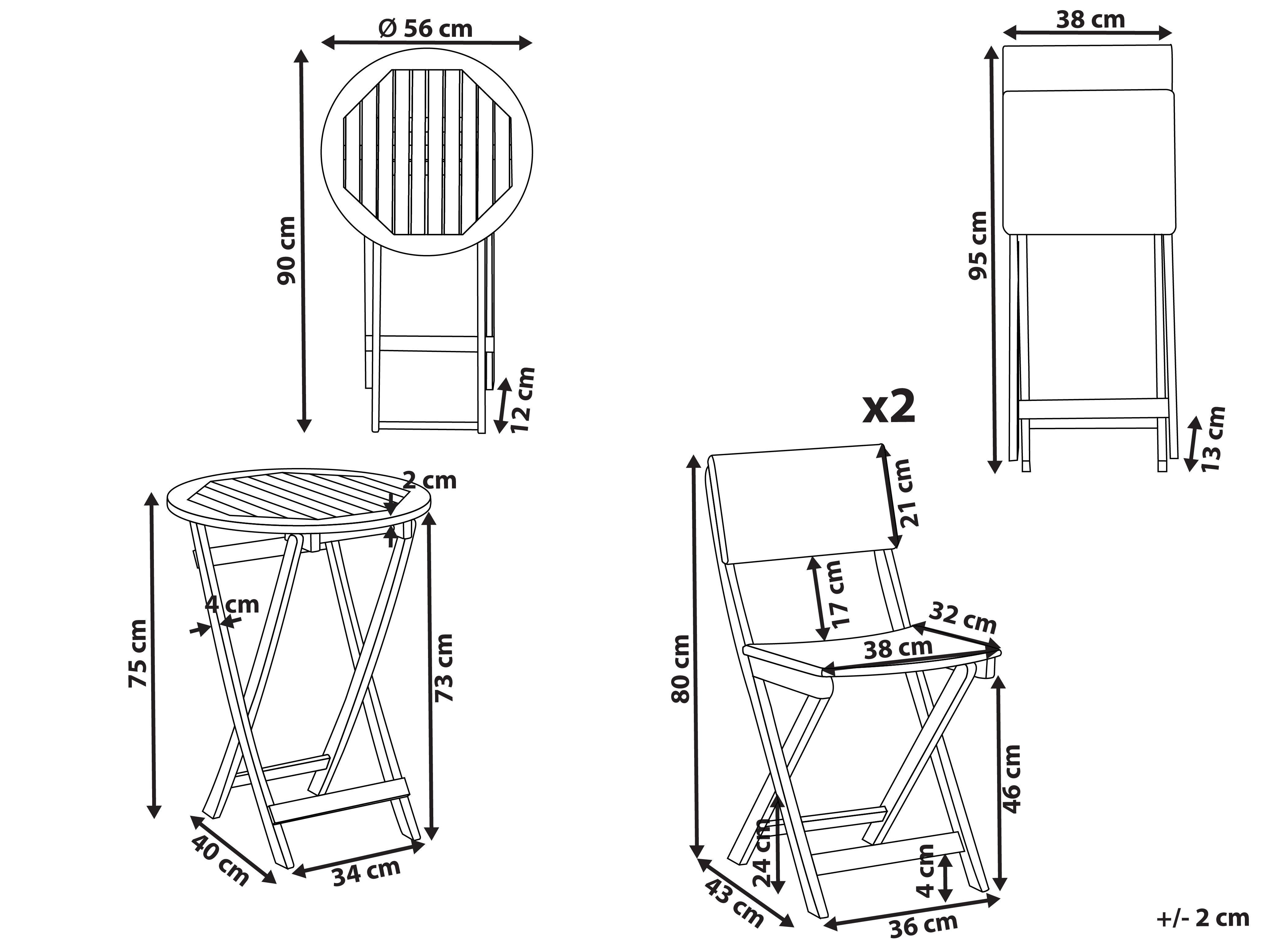Beliani Ensemble pour bistro en Acacia Rustique RIVAROTTA  