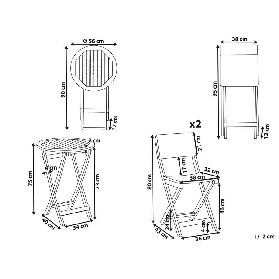 Beliani Bistro Set aus Akazienholz Rustikal RIVAROTTA  