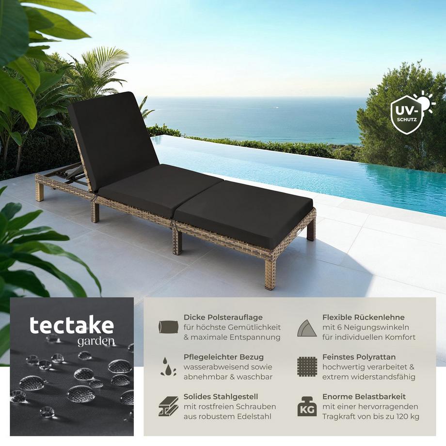 Tectake Lettino prendisole in rattan  Sofia robusto  