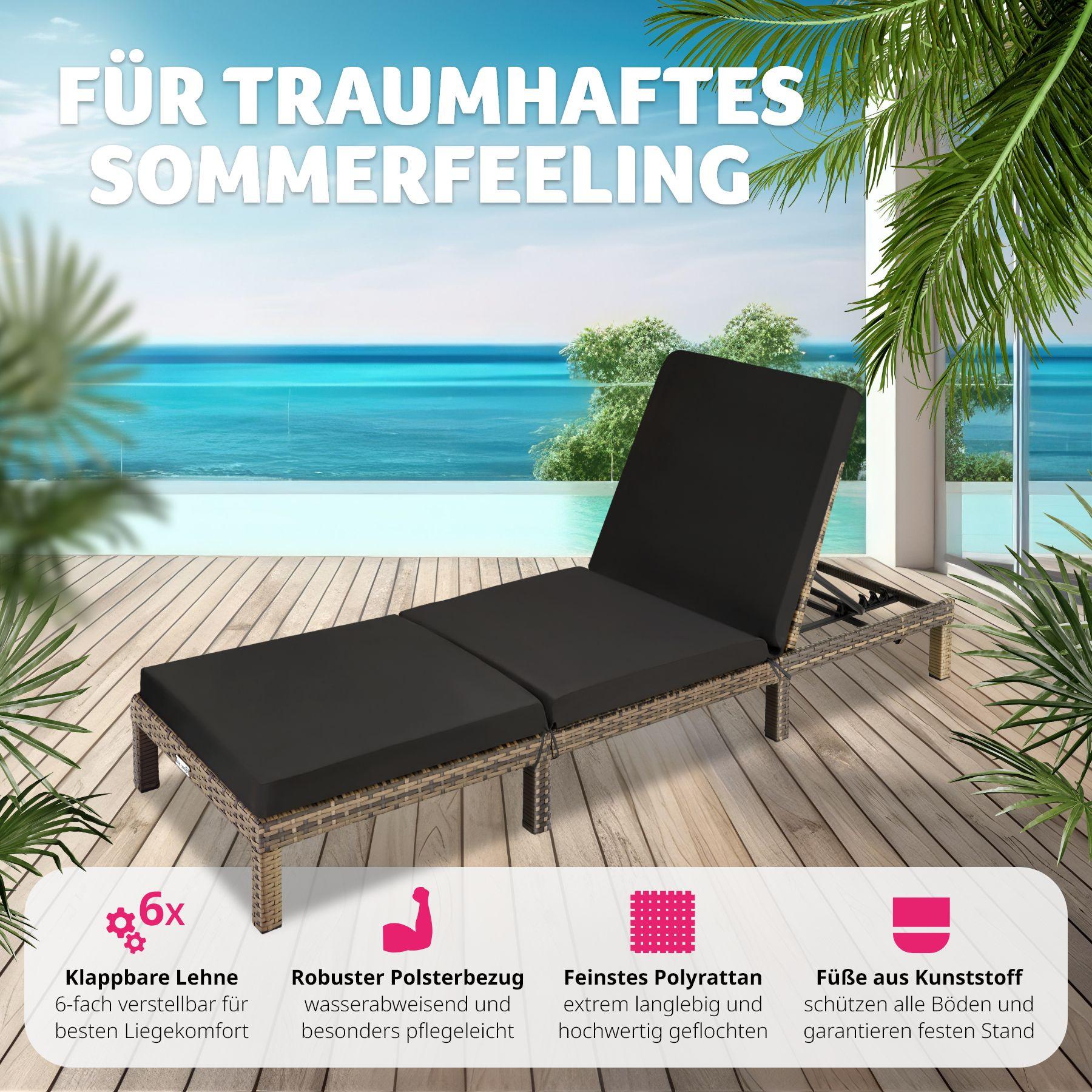 Tectake Polyrattan Sonnenliege Sofia  