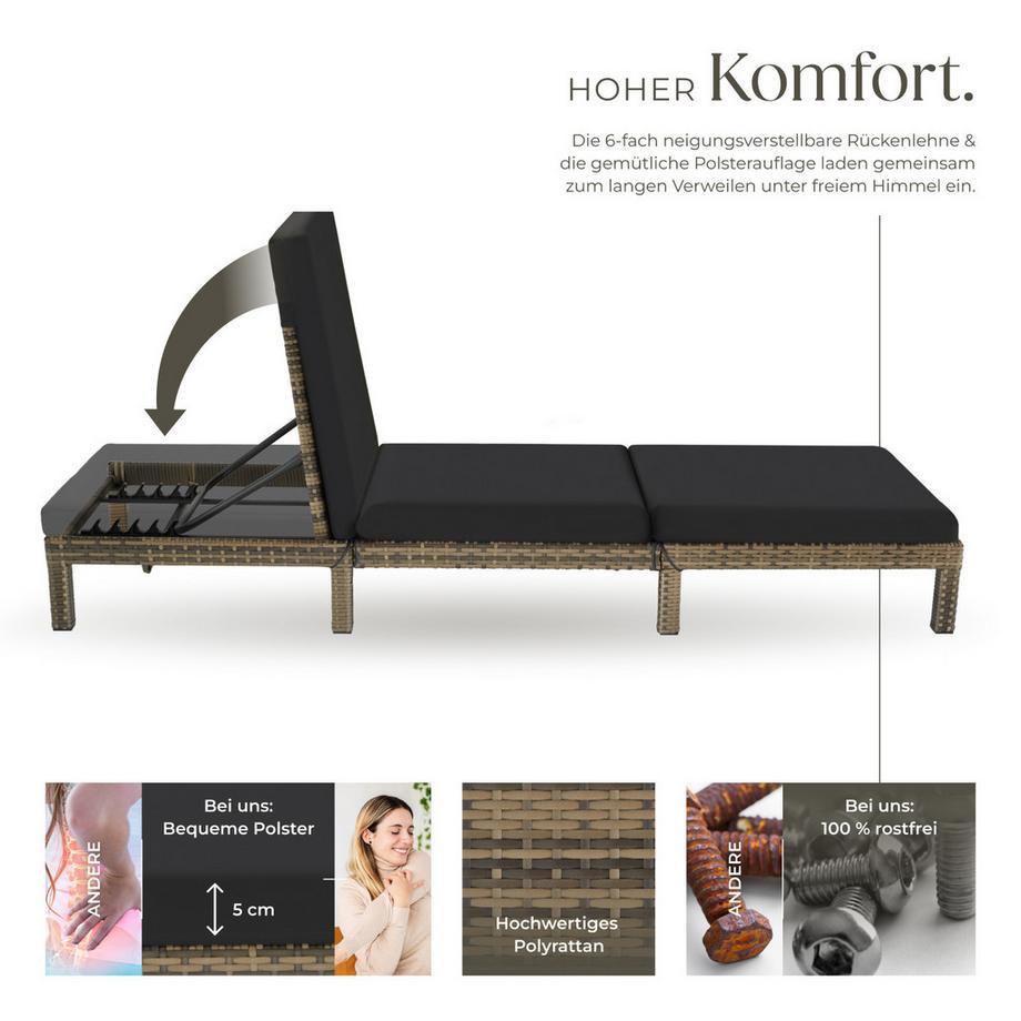 Tectake Lettino prendisole in rattan  Sofia robusto  