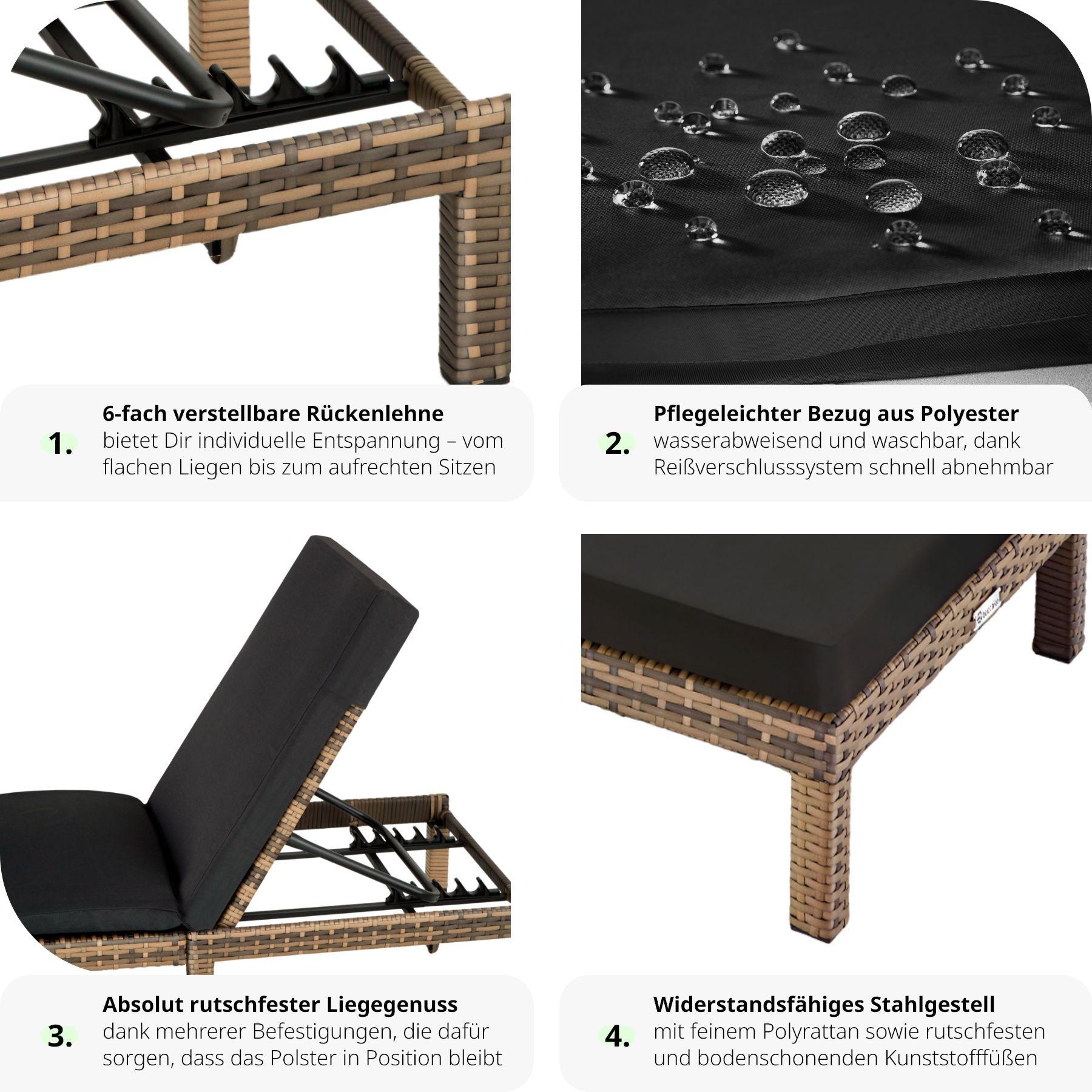 Tectake Polyrattan Sonnenliege Sofia  