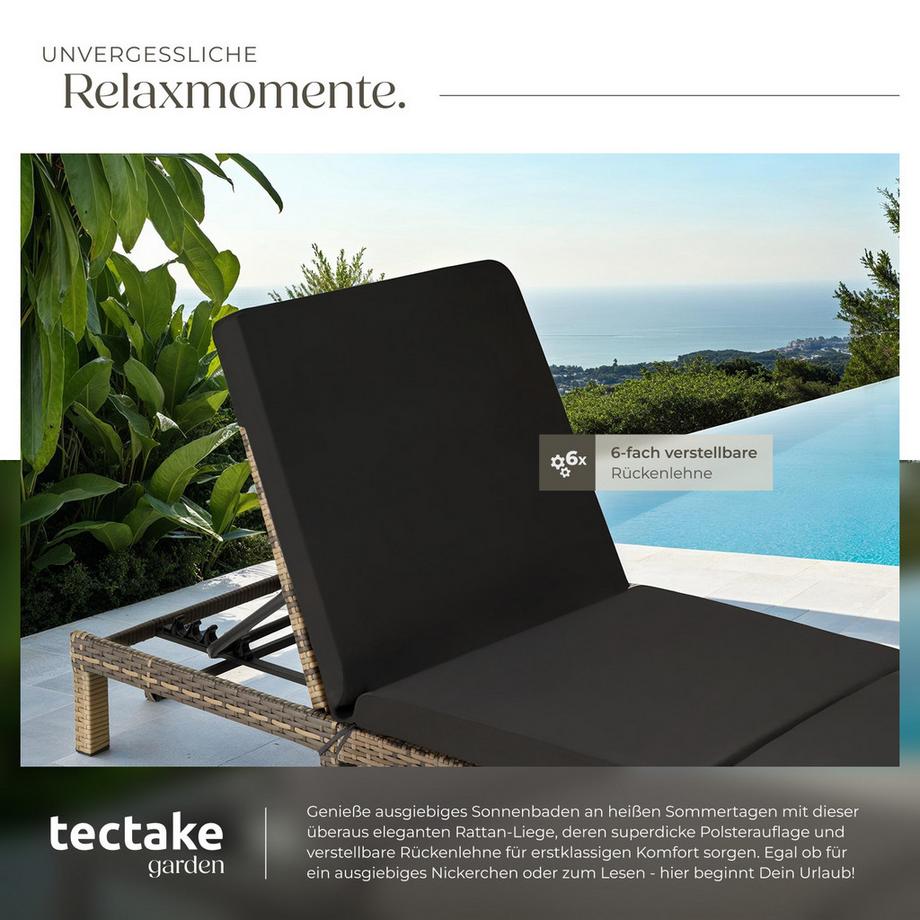 Tectake Lettino prendisole in rattan  Sofia robusto  