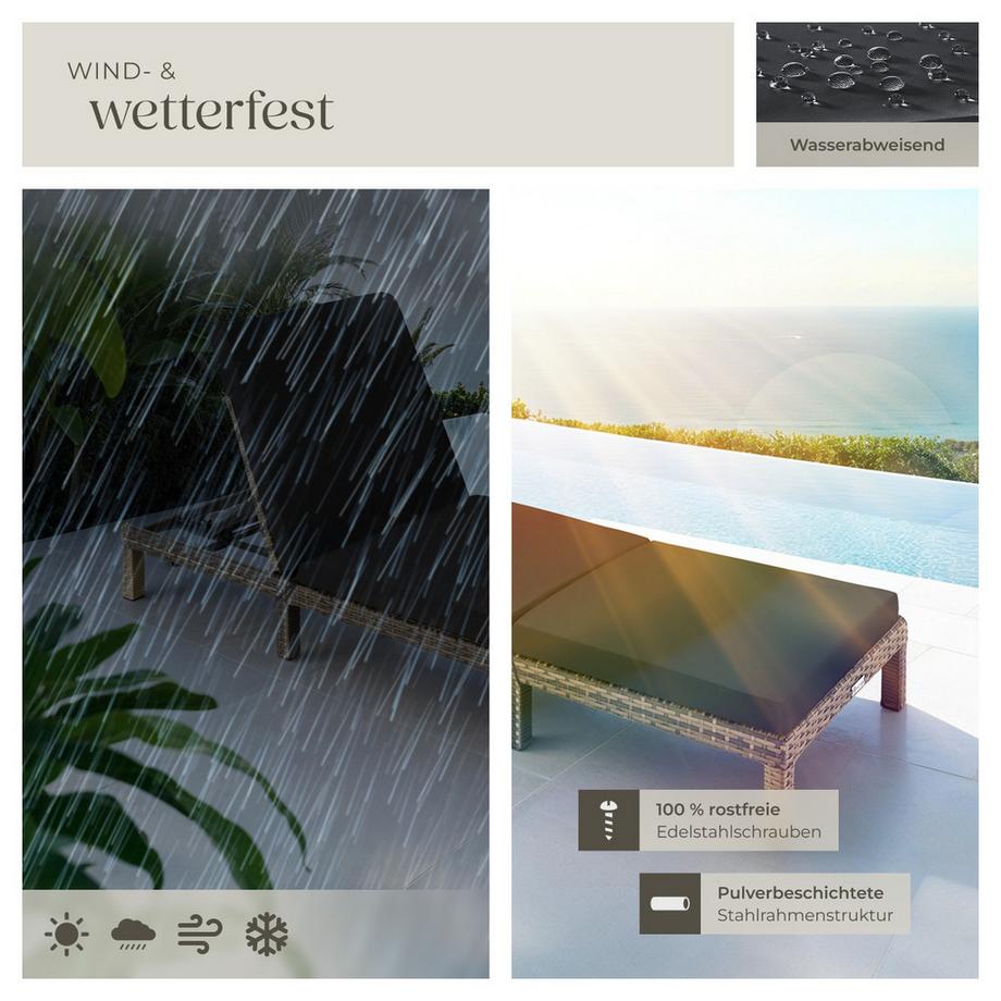 Tectake Lettino prendisole in rattan  Sofia robusto  