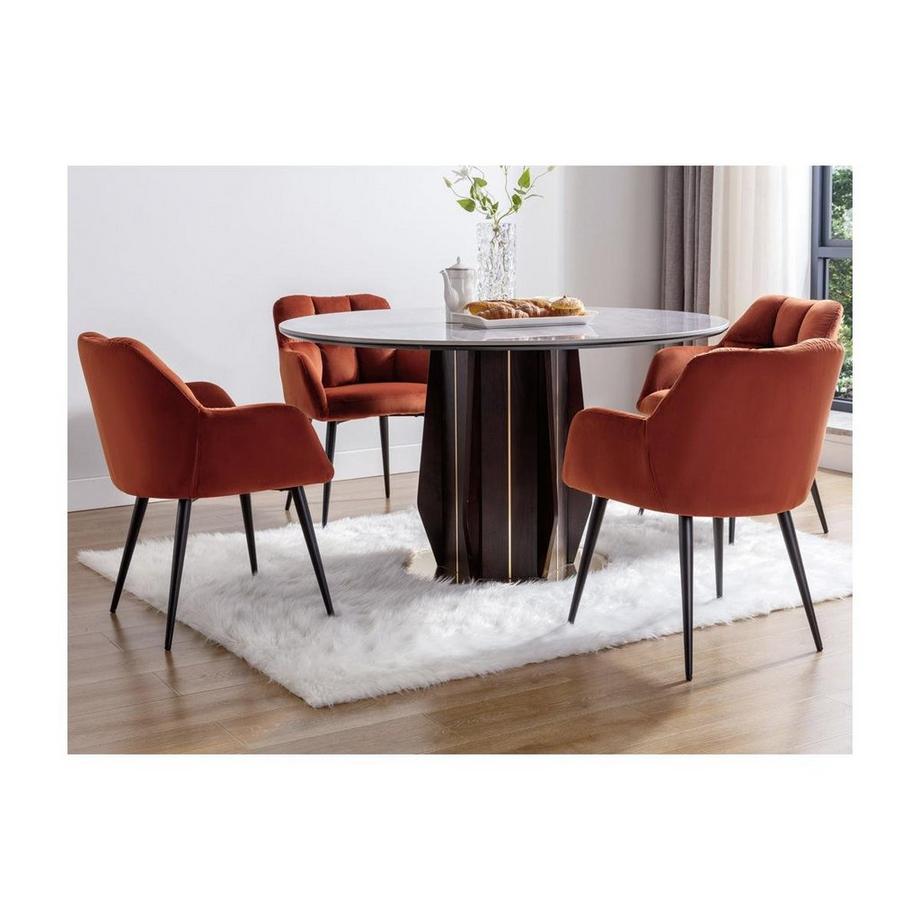 Vente-unique Lot de 6 chaises avec accoudoirs en velours et métal - Terracotta - PEGA de PASCAL MORABITO  