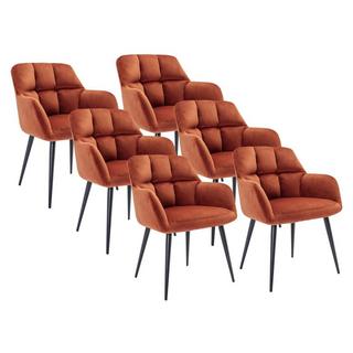 PASCAL MORABITO Lot de 6 chaises avec accoudoirs en velours et métal - Terracotta - PEGA de PASCAL MORABITO  