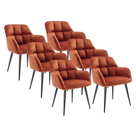 PASCAL MORABITO Lot de 6 chaises avec accoudoirs en velours et métal - Terracotta - PEGA de PASCAL MORABITO  