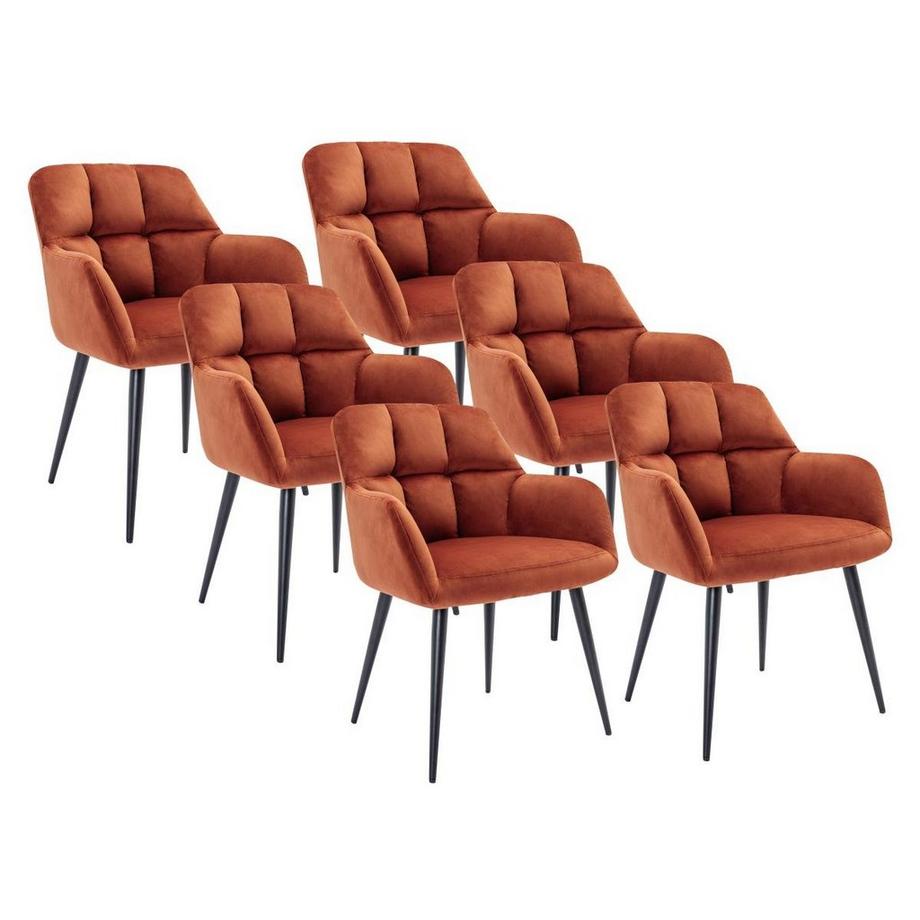 Lot de 6 chaises avec accoudoirs en velours et métal - Terracotta - PEGA de PASCAL MORABITO