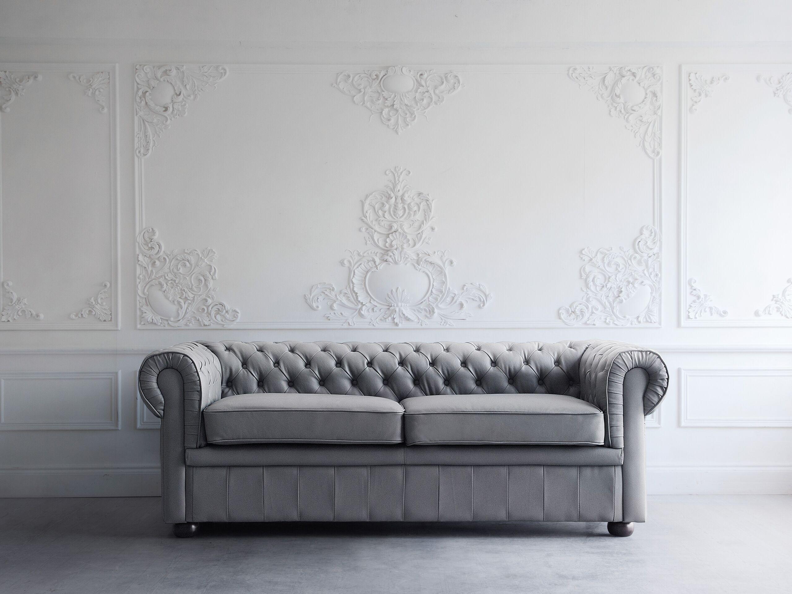 Beliani 3 Sitzer Sofa aus Echtleder Glamourös CHESTERFIELD  