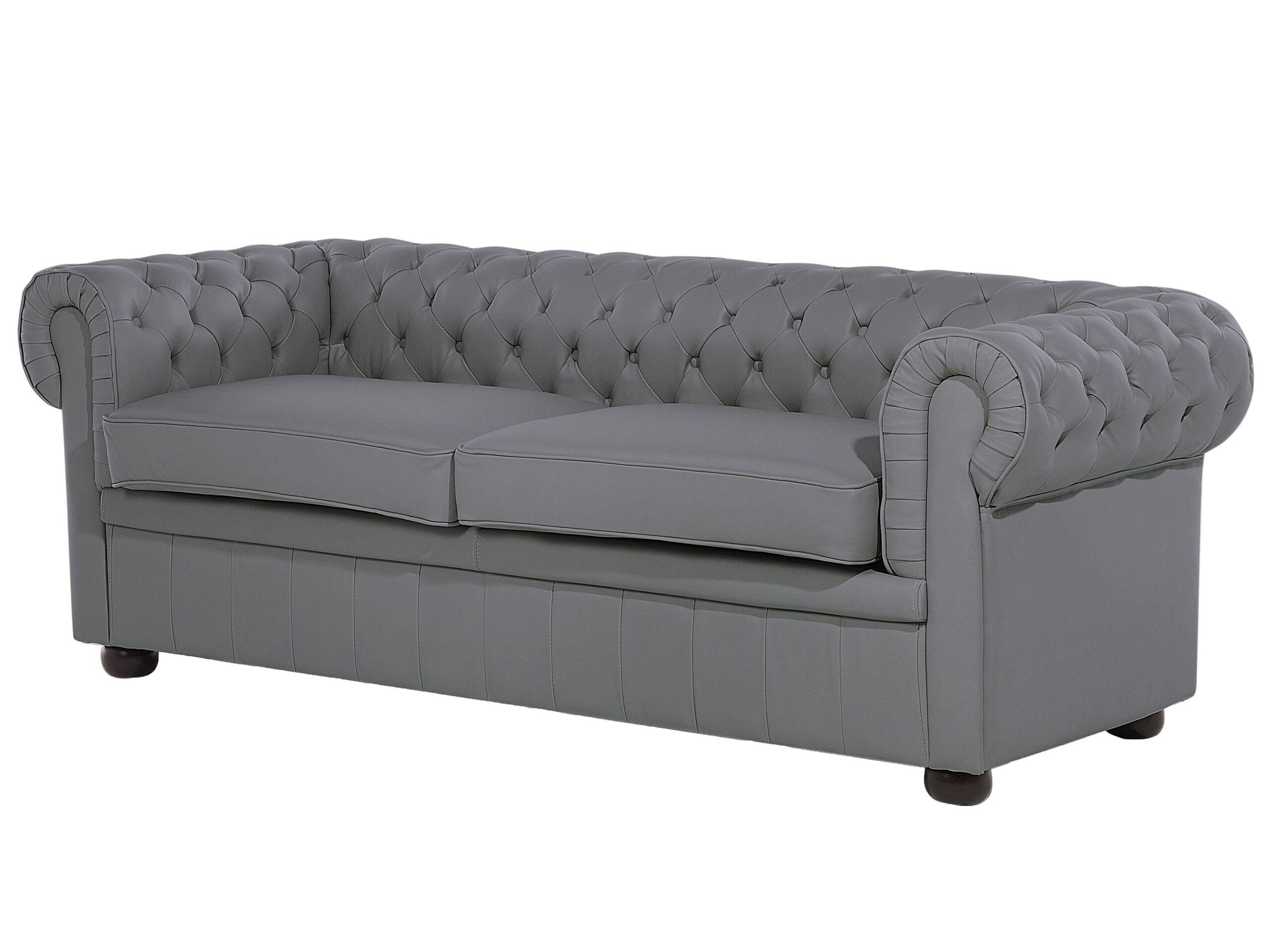 Beliani 3 Sitzer Sofa aus Echtleder Glamourös CHESTERFIELD  