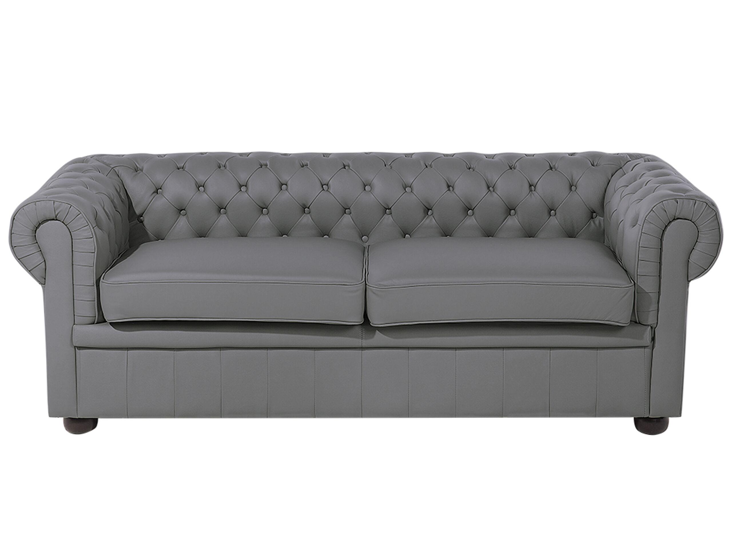 Beliani 3 Sitzer Sofa aus Echtleder Glamourös CHESTERFIELD  