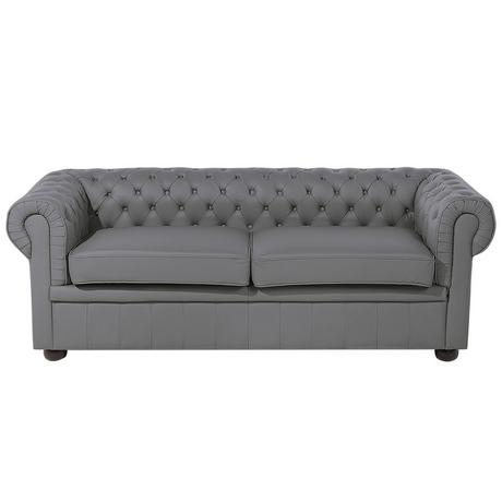 Beliani 3 Sitzer Sofa aus Echtleder Glamourös CHESTERFIELD  