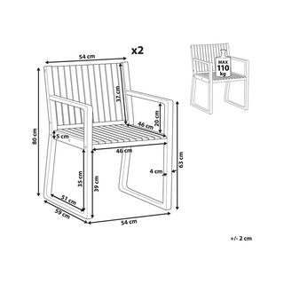 Beliani Lot de 2 chaises en Bois d'acacia certifié FSC® Rustique SASSARI II  