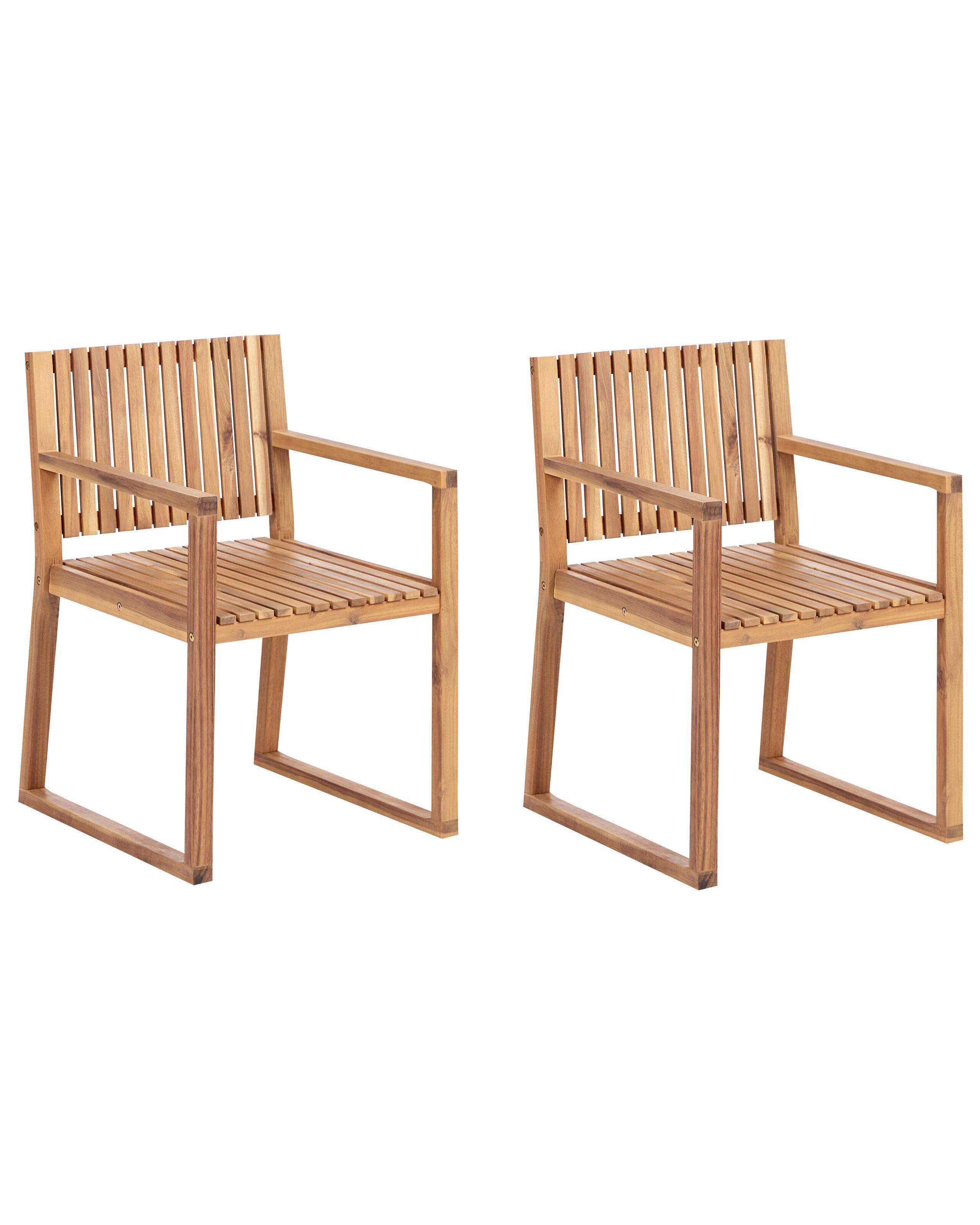 Beliani Lot de 2 chaises en Bois d'acacia certifié FSC® Rustique SASSARI II  