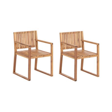 Beliani Lot de 2 chaises de jardin en Bois d'acacia certifié FSC® Rustique SASSARI II  