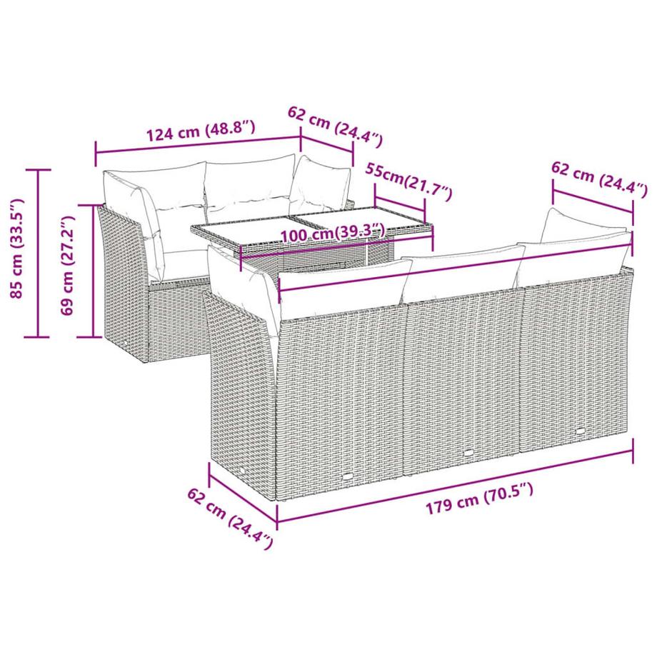 VidaXL Ensemble de canapés de jardin rotin synthétique  