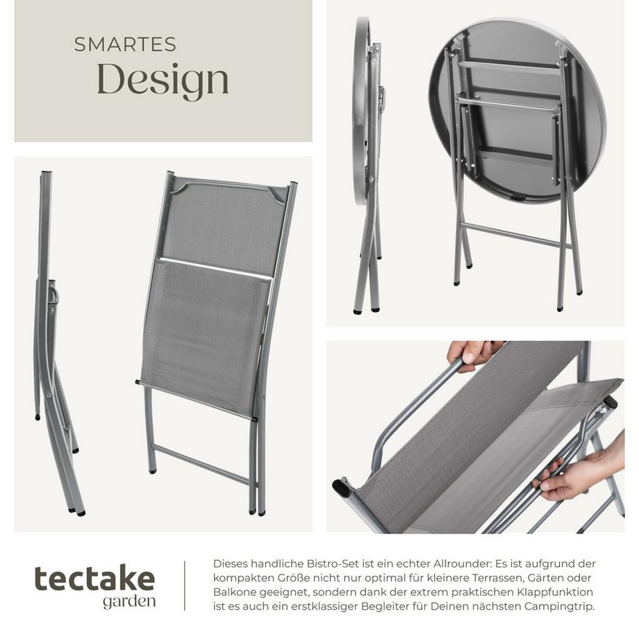 Tectake Bistro-Set Düsseldorf klappbar, für 2 Personen widerstandsfähig  