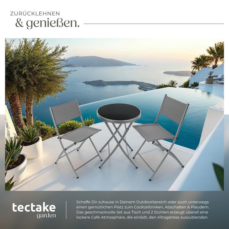 Tectake Bistro-Set Düsseldorf klappbar, für 2 Personen widerstandsfähig  