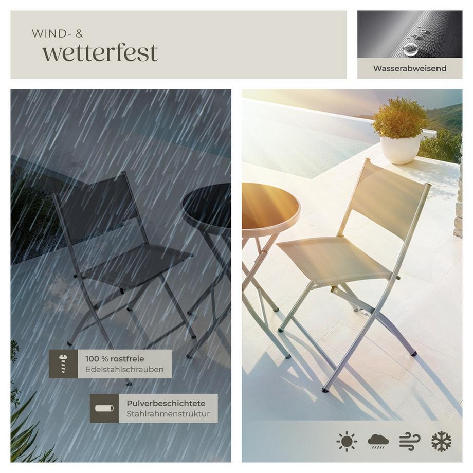 Tectake Bistro-Set Düsseldorf klappbar, für 2 Personen widerstandsfähig  