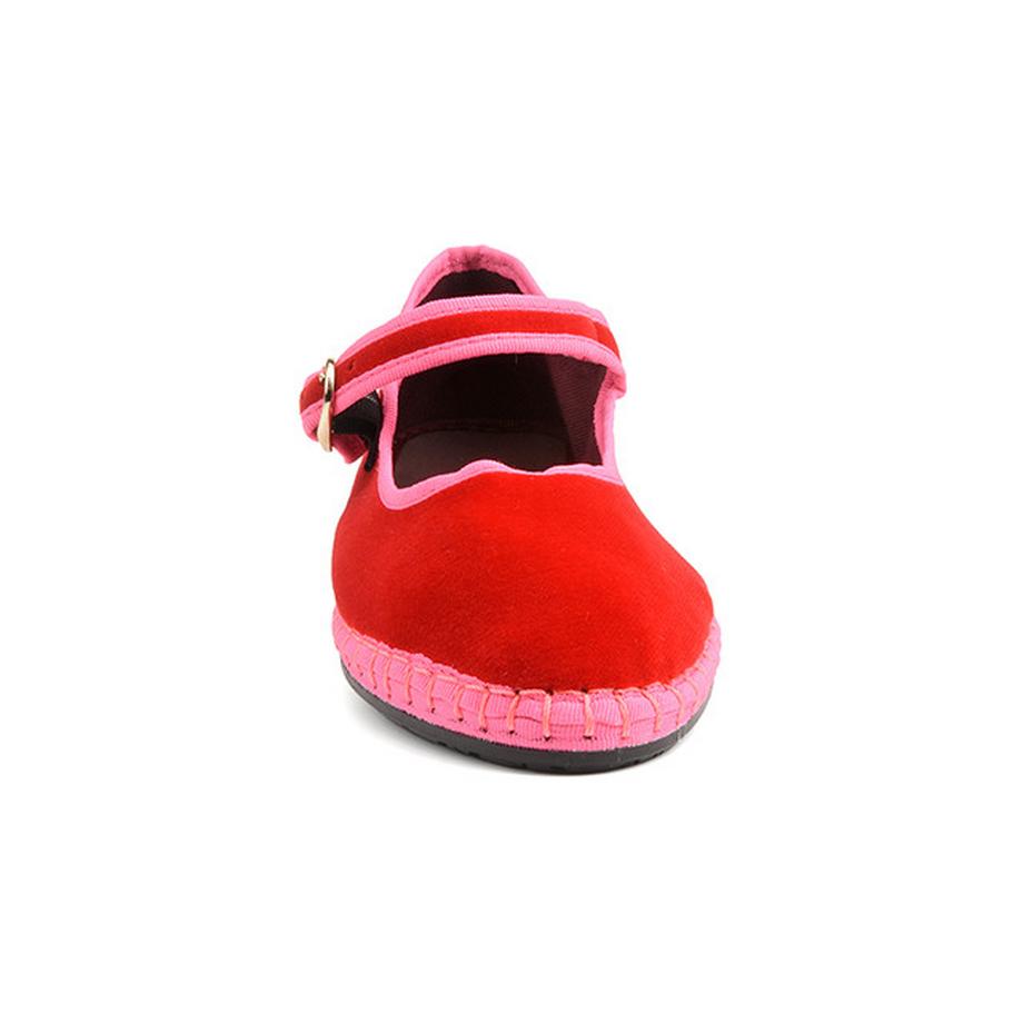 Flabelus Mary Jane Samt Ballerina Flats  