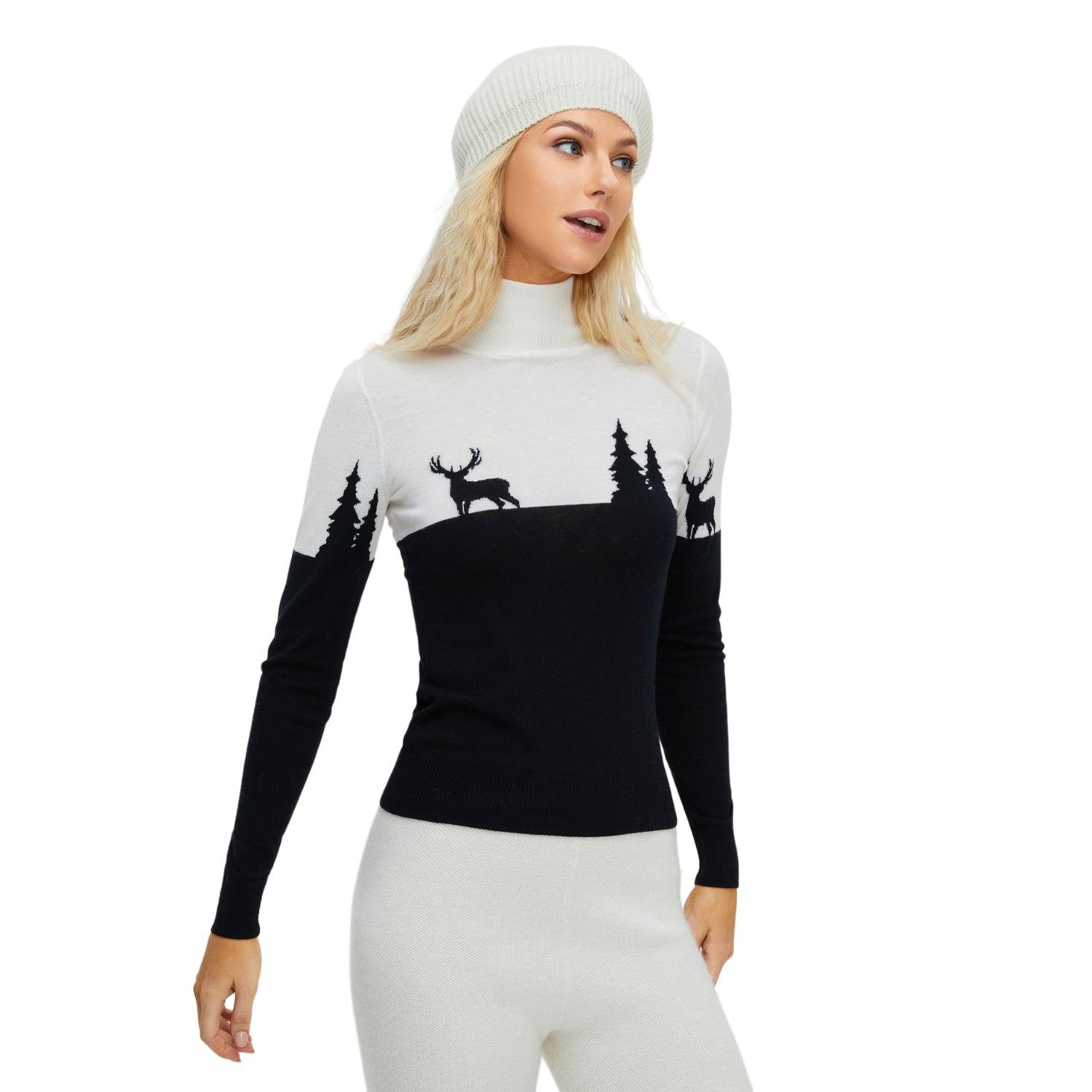 Bellemere New York  Maglione da donna Bellemere in lana merino 'Deer & Tree' 