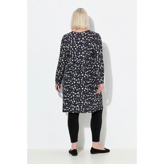 Ulla Popken Jerseykleid Punkte A-Linie Rundhals Langarm  