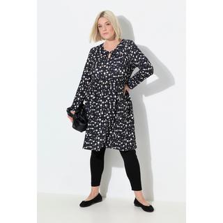 Ulla Popken Jerseykleid Punkte A-Linie Rundhals Langarm  