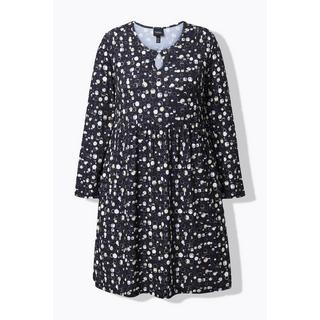 Ulla Popken Jerseykleid Punkte A-Linie Rundhals Langarm  