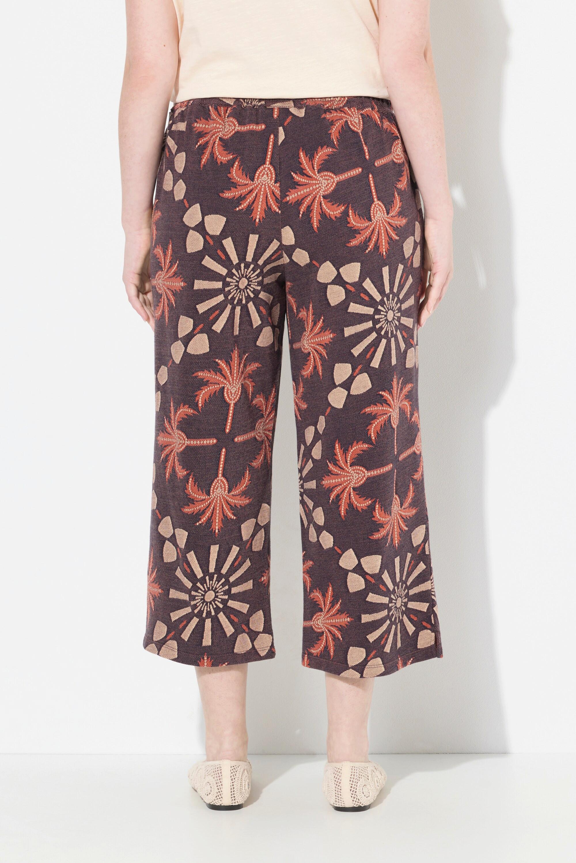 Ulla Popken Palmier Jacquard Jambes Larges Culotte avec Taille Élastique  