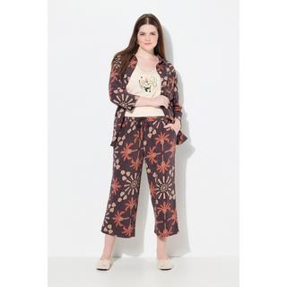 Ulla Popken Palmier Jacquard Jambes Larges Culotte avec Taille Élastique  