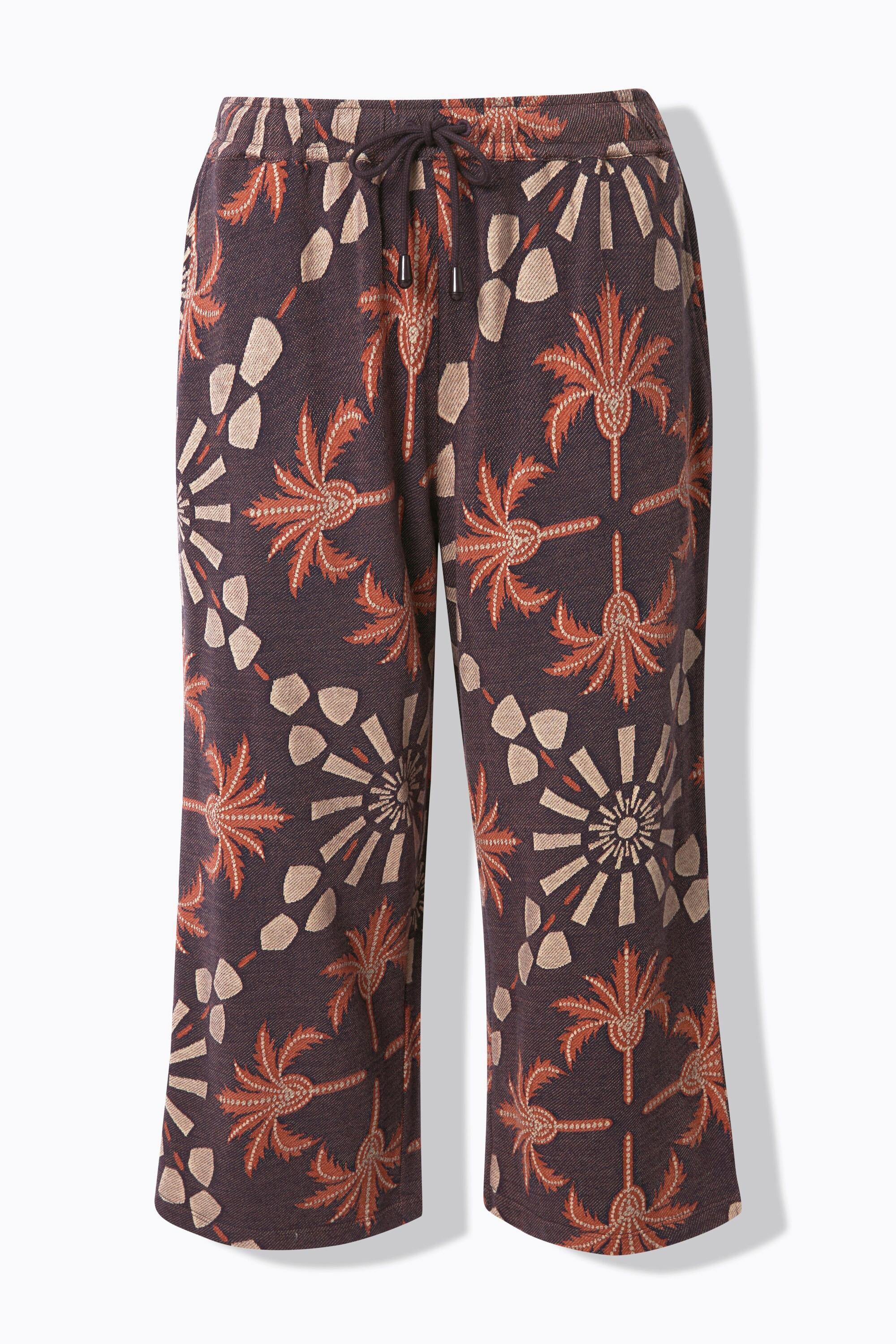 Ulla Popken Palmier Jacquard Jambes Larges Culotte avec Taille Élastique  