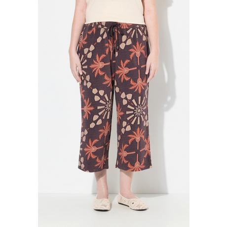 Ulla Popken Palmier Jacquard Jambes Larges Culotte avec Taille Élastique  