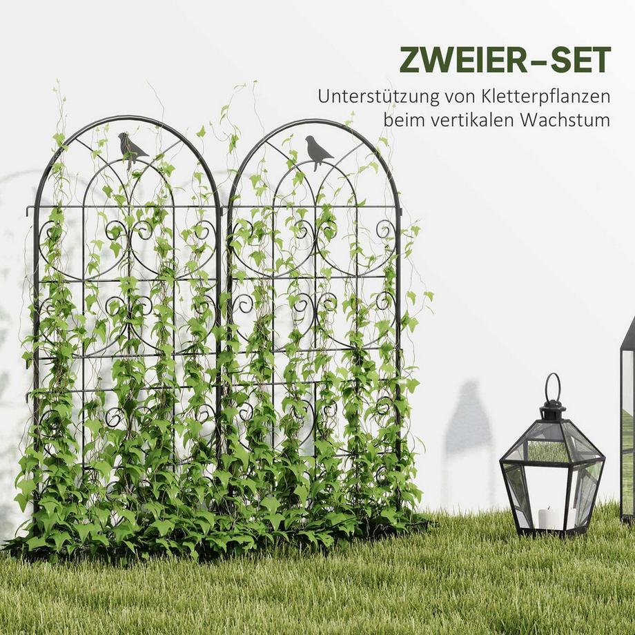Northio Rankgitter Metall 2er Set zum Stecken rostfrei Rankhilfe mit Vogeldesign für Kletterpflanzen 50x120 cm Spalier für Zimmerpflanzen Pflanzenspalier für Tomaten Blumen Kletterpflanzen Schwarz Aosom  