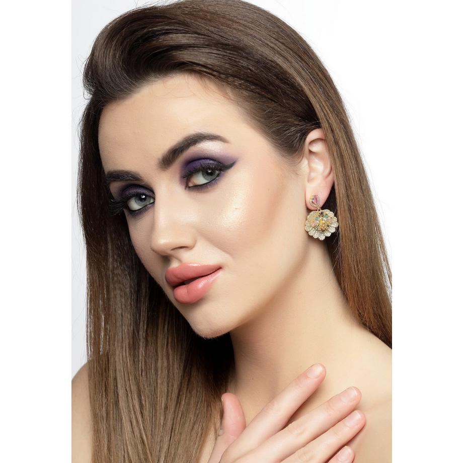 AVANT-GARDE PARIS  Glänzende Gold-Kristall-Tropfenohrringe 