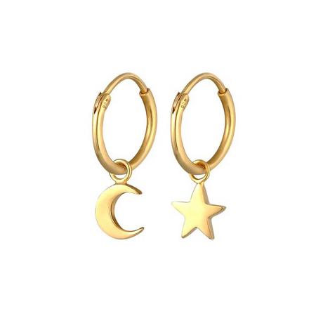 Elli  Boucles d'Oreilles Créoles Étoile Lune 