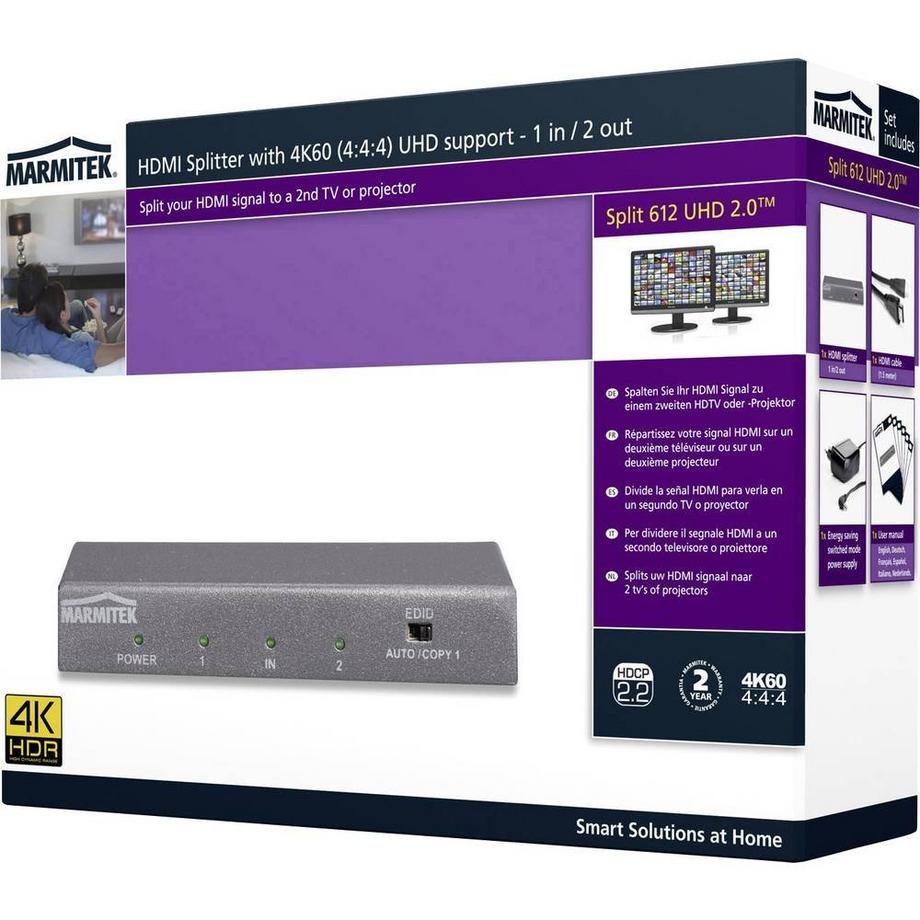 Marmitek  HDMI Splitter 1 ein 2 aus 3D 4K60 (4:4:4) HDCP 2.2 Metallgehäuse 