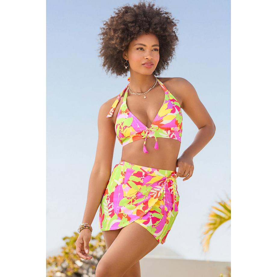 Joe Browns Haut de Bikini Licou Imprimé Feuilles Tropicales avec Lien à Pampilles  