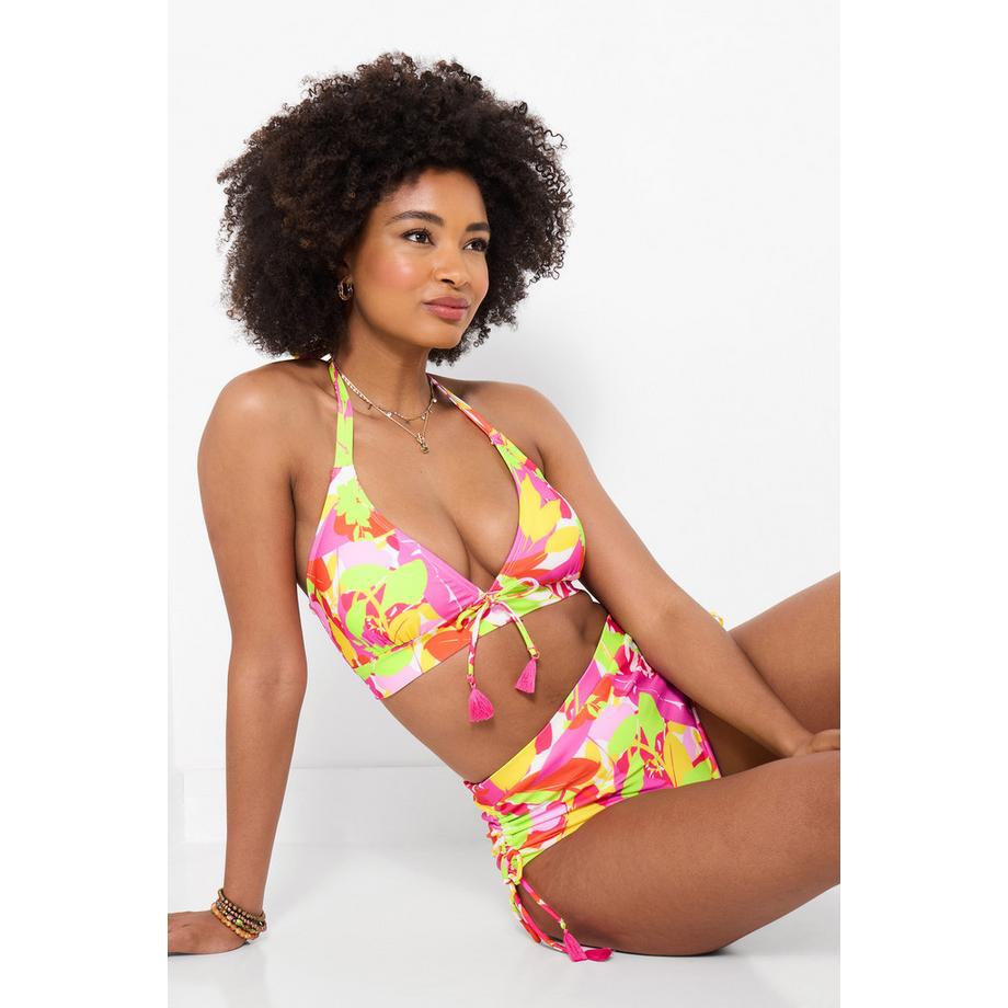 Joe Browns Haut de Bikini Licou Imprimé Feuilles Tropicales avec Lien à Pampilles  