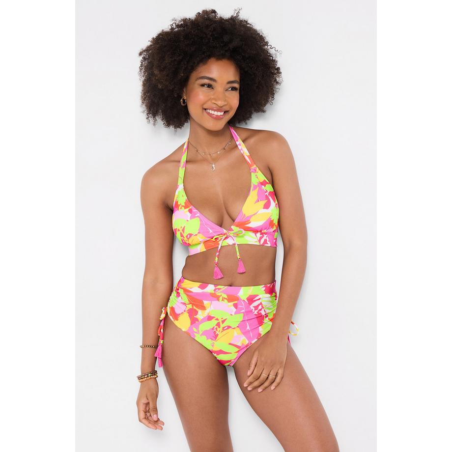Joe Browns Haut de Bikini Licou Imprimé Feuilles Tropicales avec Lien à Pampilles  