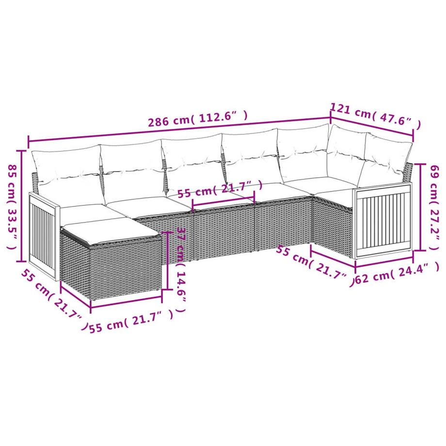 VidaXL set divano da giardino Polirattan  