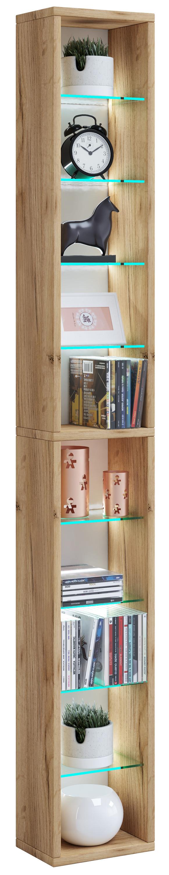 VCM Holz CD DVD Standregal Bücherregal Aufbewahrung Deko Regal Glas Rasato XL  